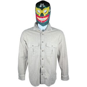BWA Minimalist Wool Shirt Jacket Gray Button Front Retro